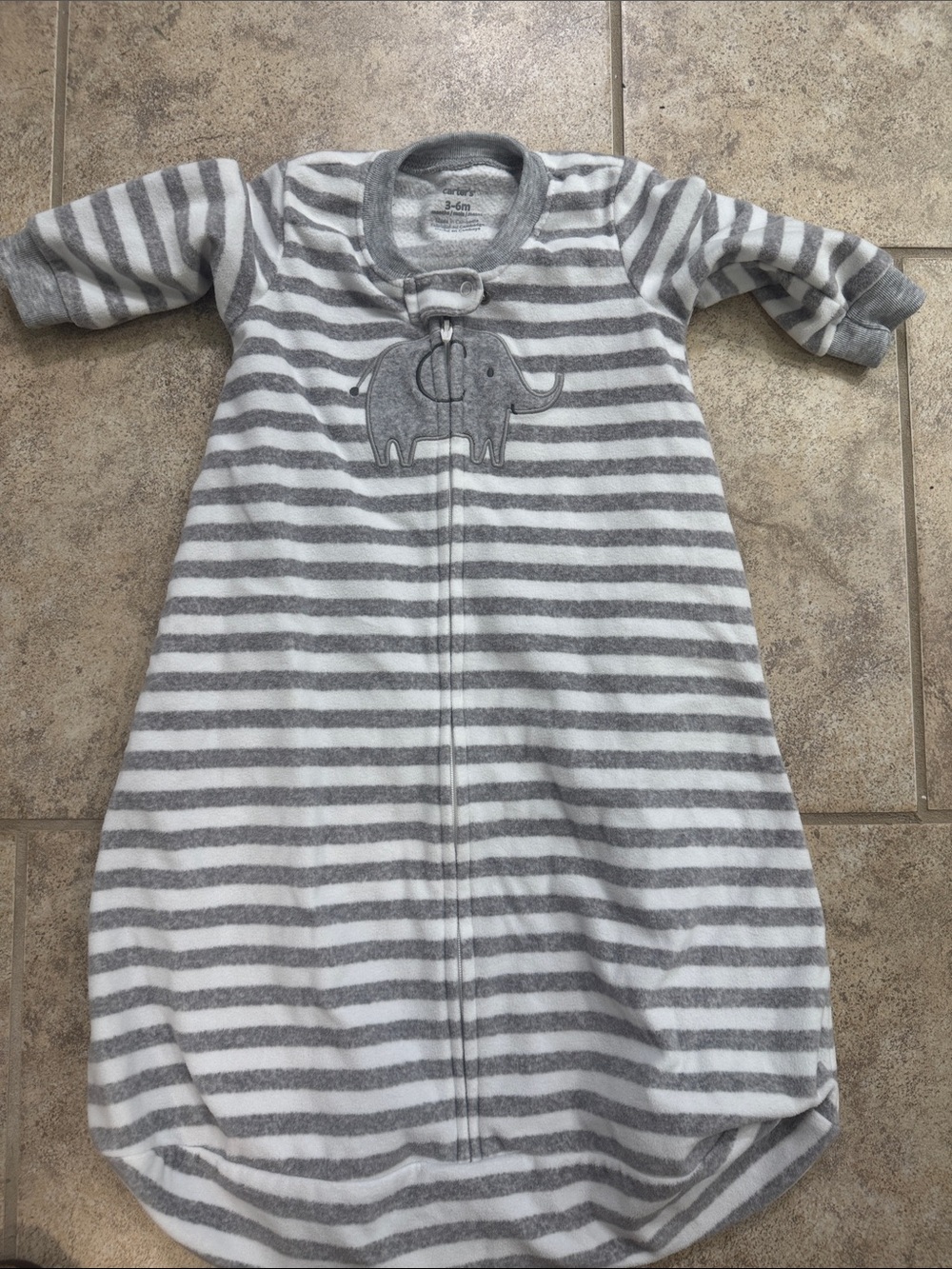 Carter’s Gray and White Striped Elephant Sleep Sack